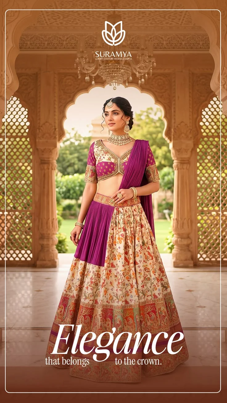Bride in an embroidered lehnga set