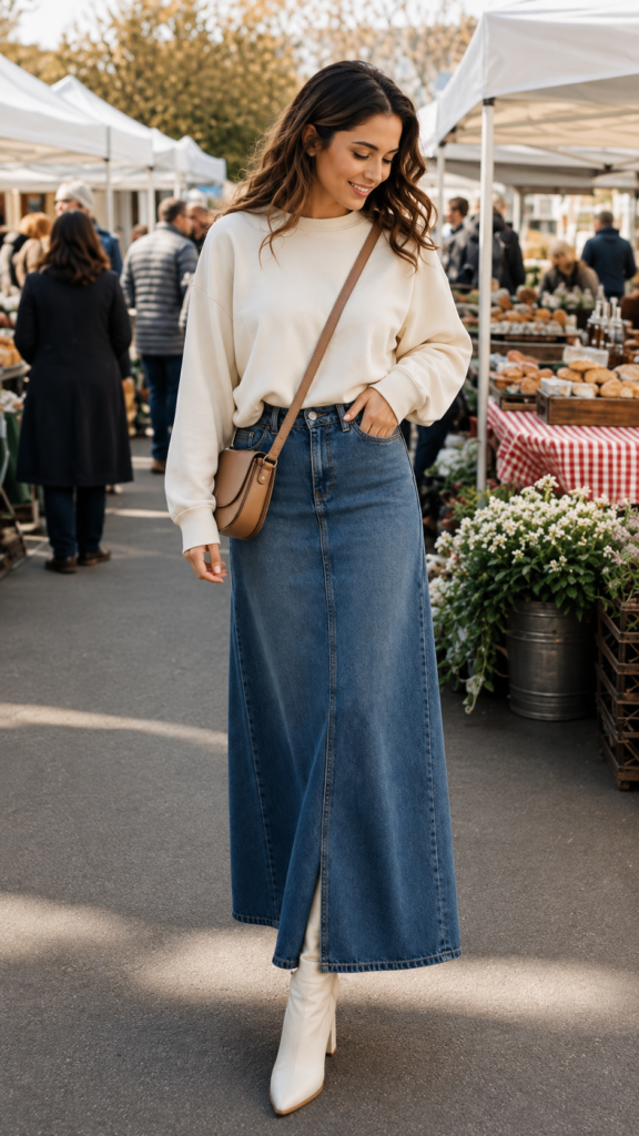 Sindhu Denim Slit Maxi Skirt