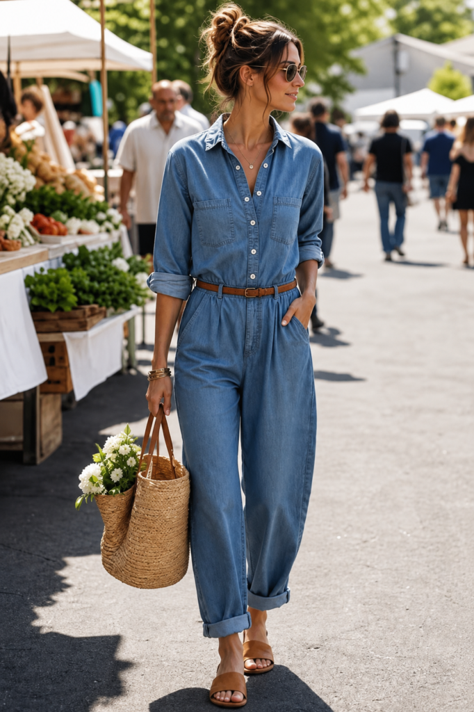 Dhara Denim Belted Boilersuit