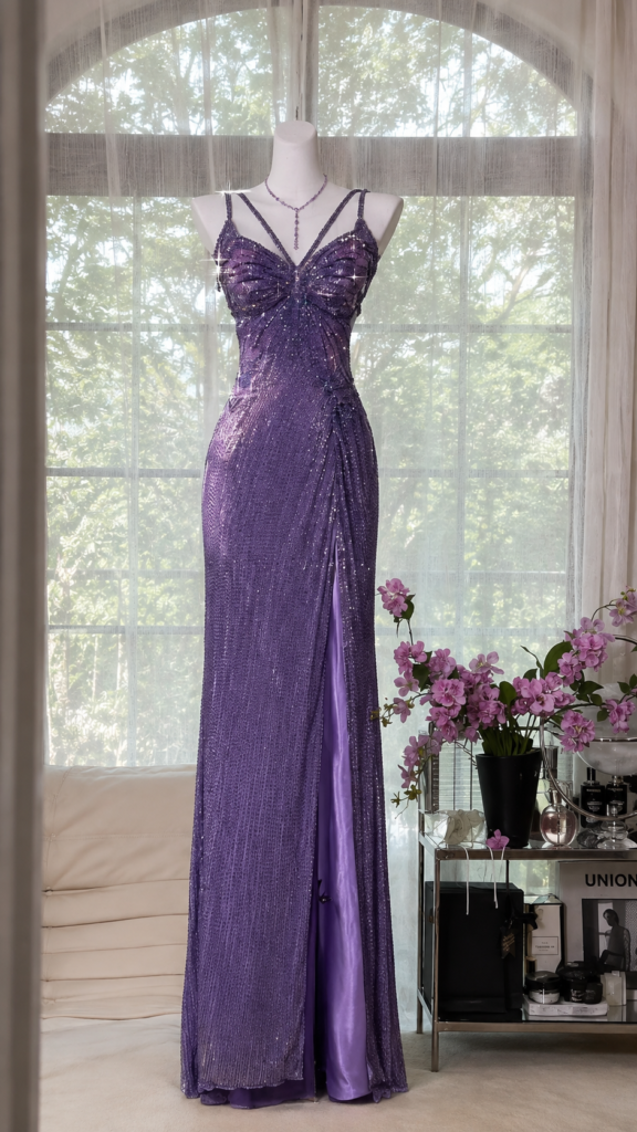 Neelam Violet Sequin Mermaid Gown