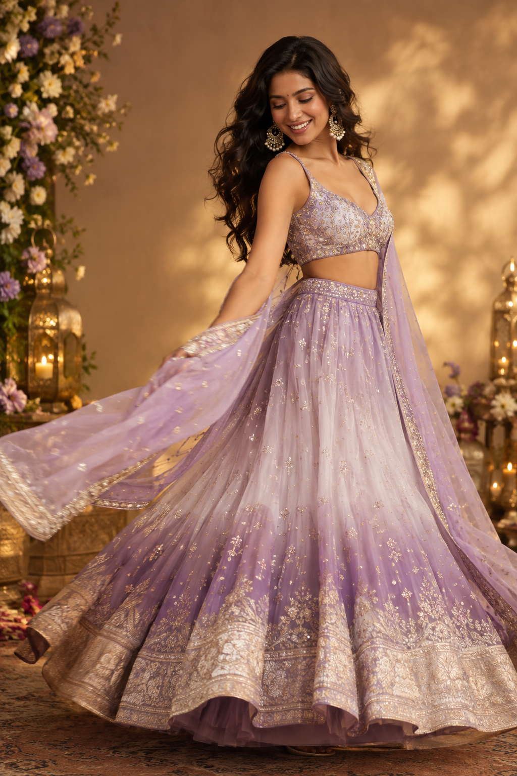 Lavender ombre embellished lehenga, Lehnga-Choli category