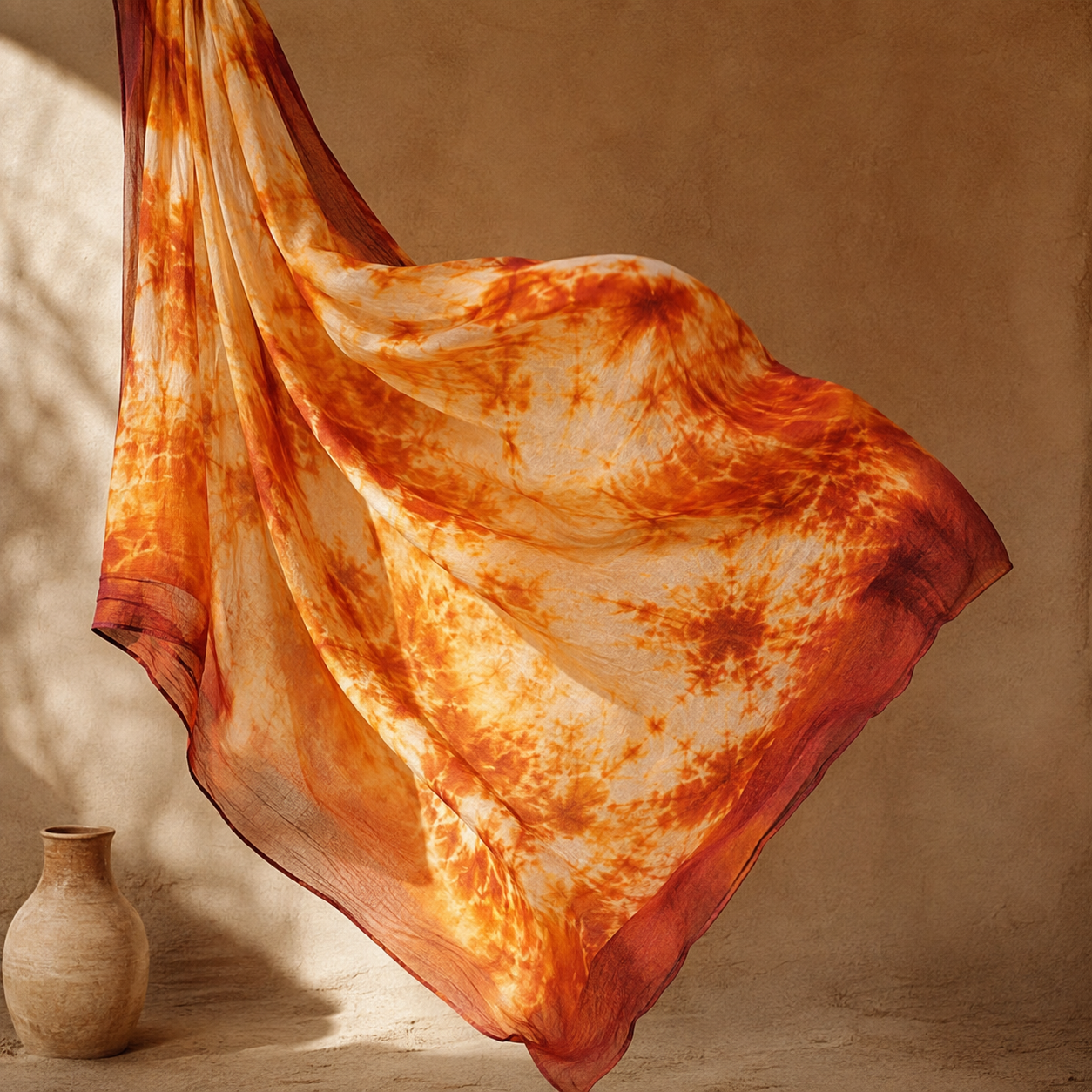 Orange tie dye drape